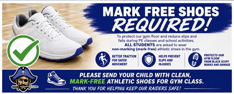 mark free gym shoes are required