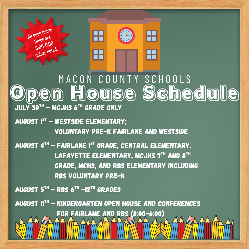 Open House Schedule 2025