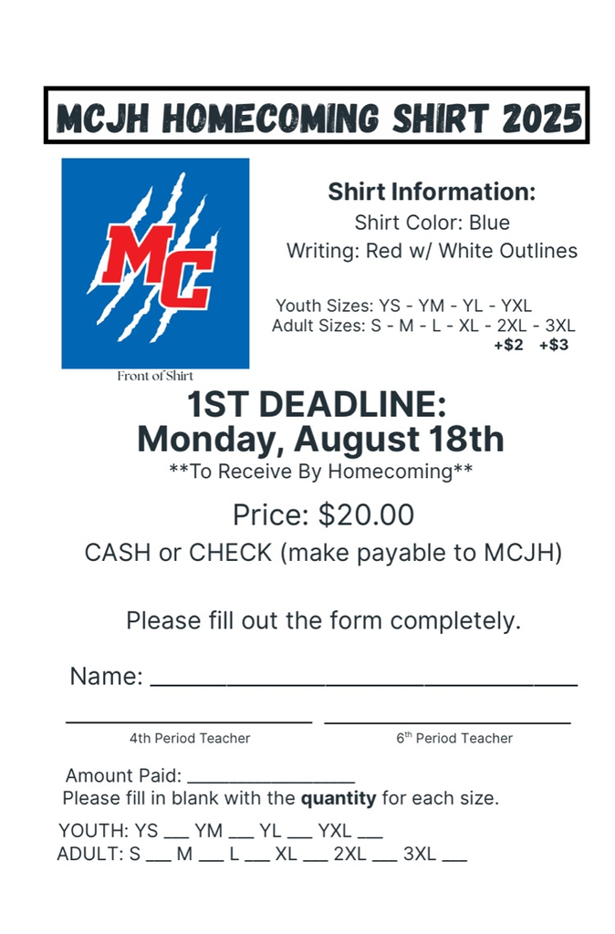 MCJH homecoming shirt