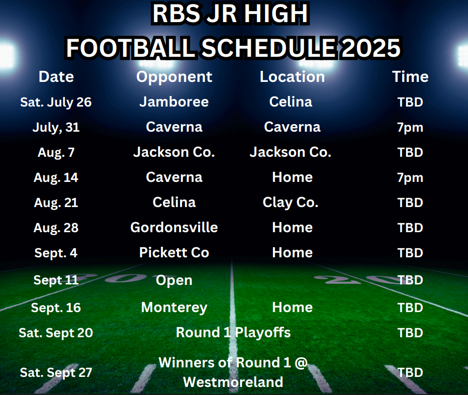 JR high Football Schedule 