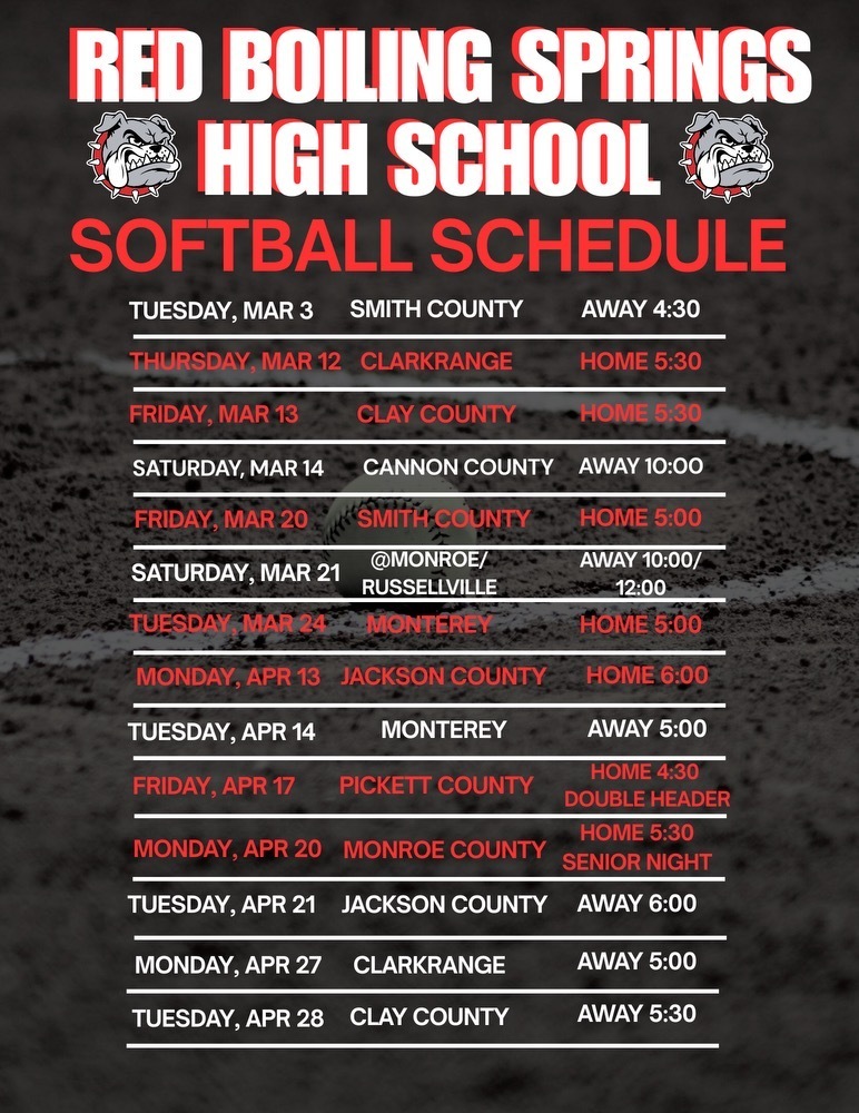 RBSHS Softball Schedule 