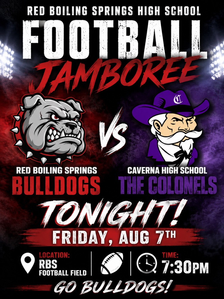 Red Boiling Springs high school football chamber at 7:30 PM tonight at Red Boiling Springs