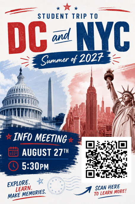 Student Trip to DC and NYC Summer 2027
