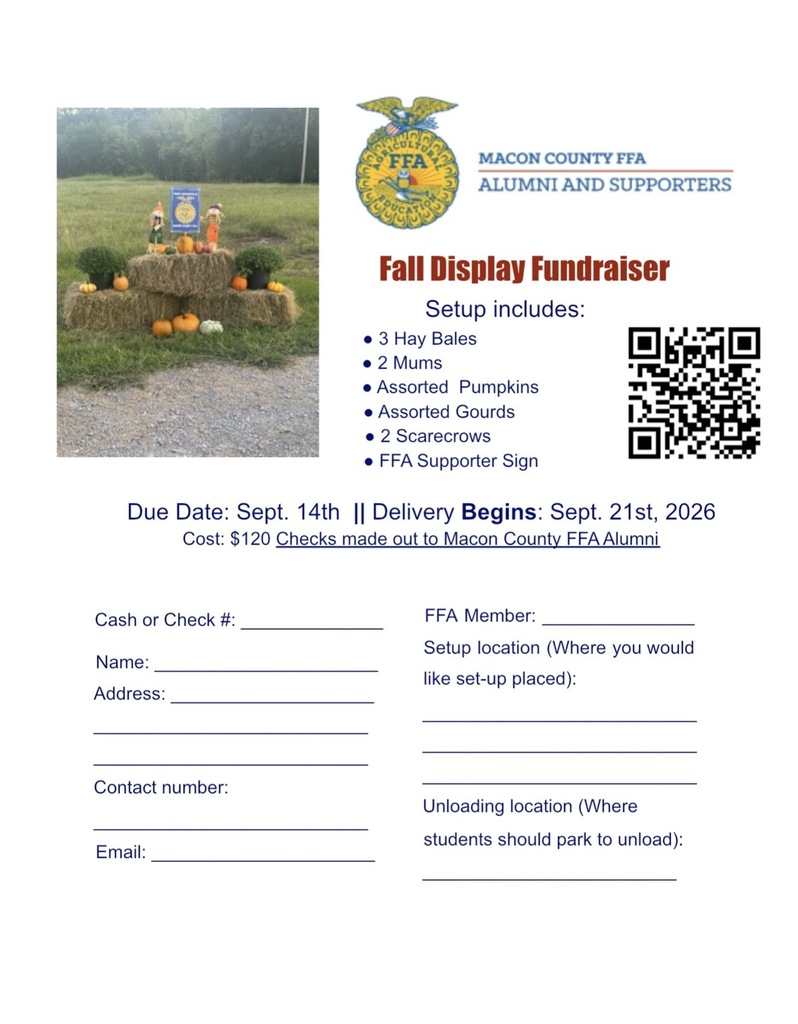 FFA Fall display Order form