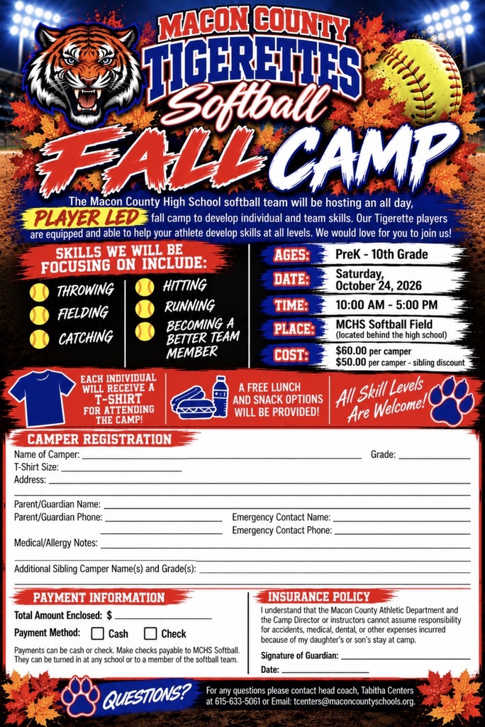 MCHS Fall Camp Registration Form