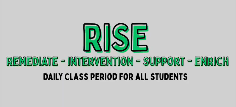 RISE acronymn for remediate, intervention, support and enrich.