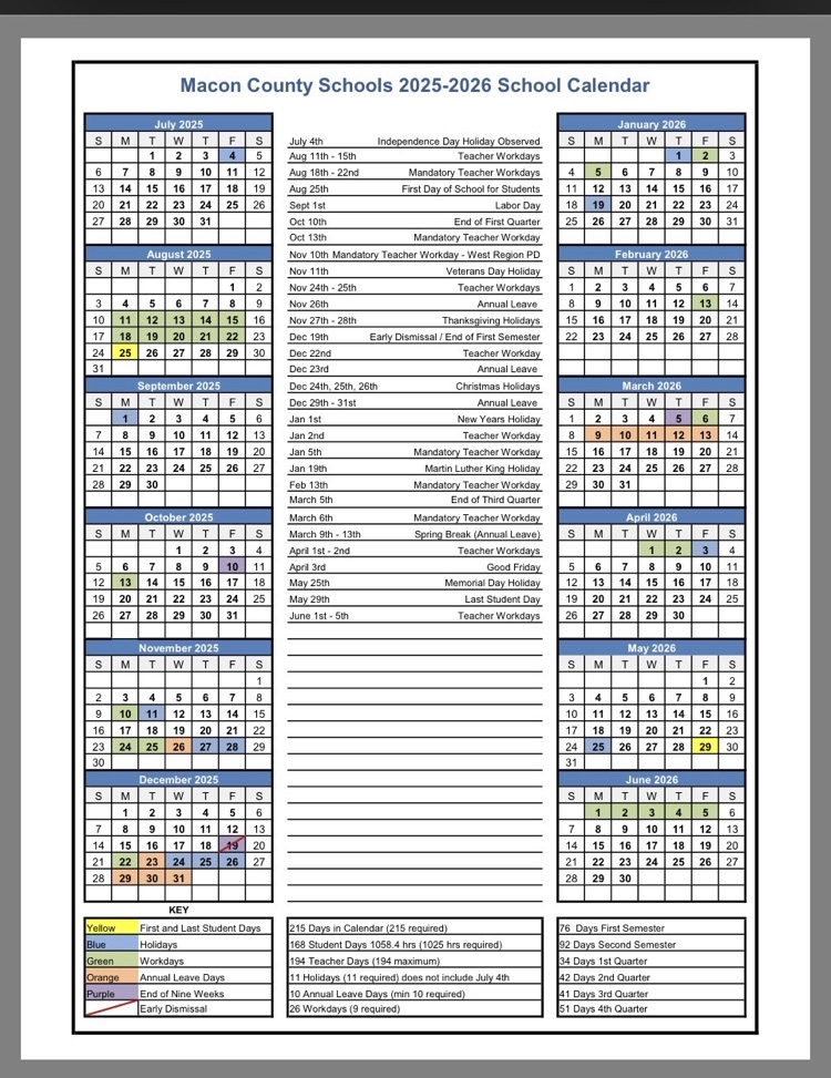 MCS Calendar 
