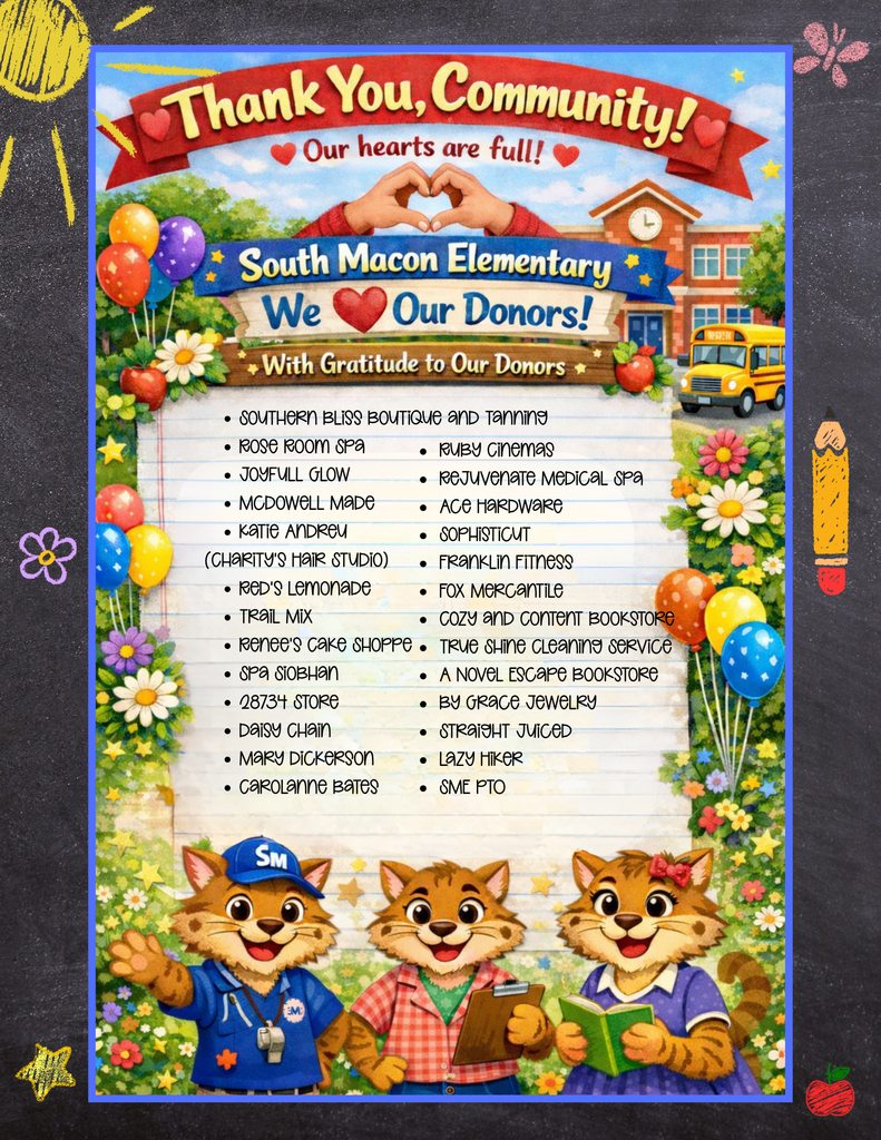 List of community members who donated to Teacher Appreciation. Thank you!