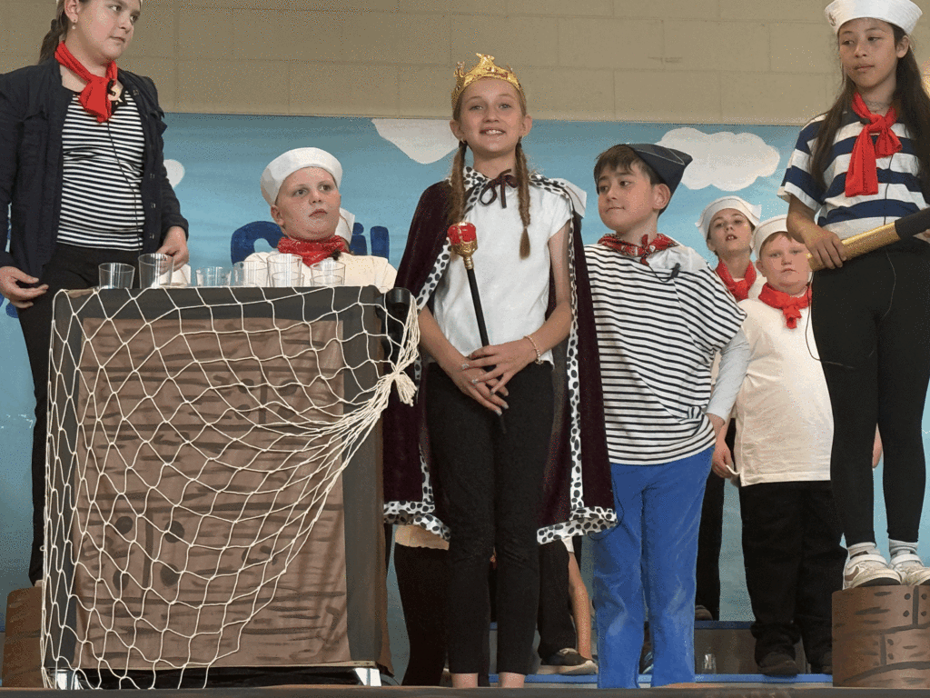 Jester on stage for our musical.