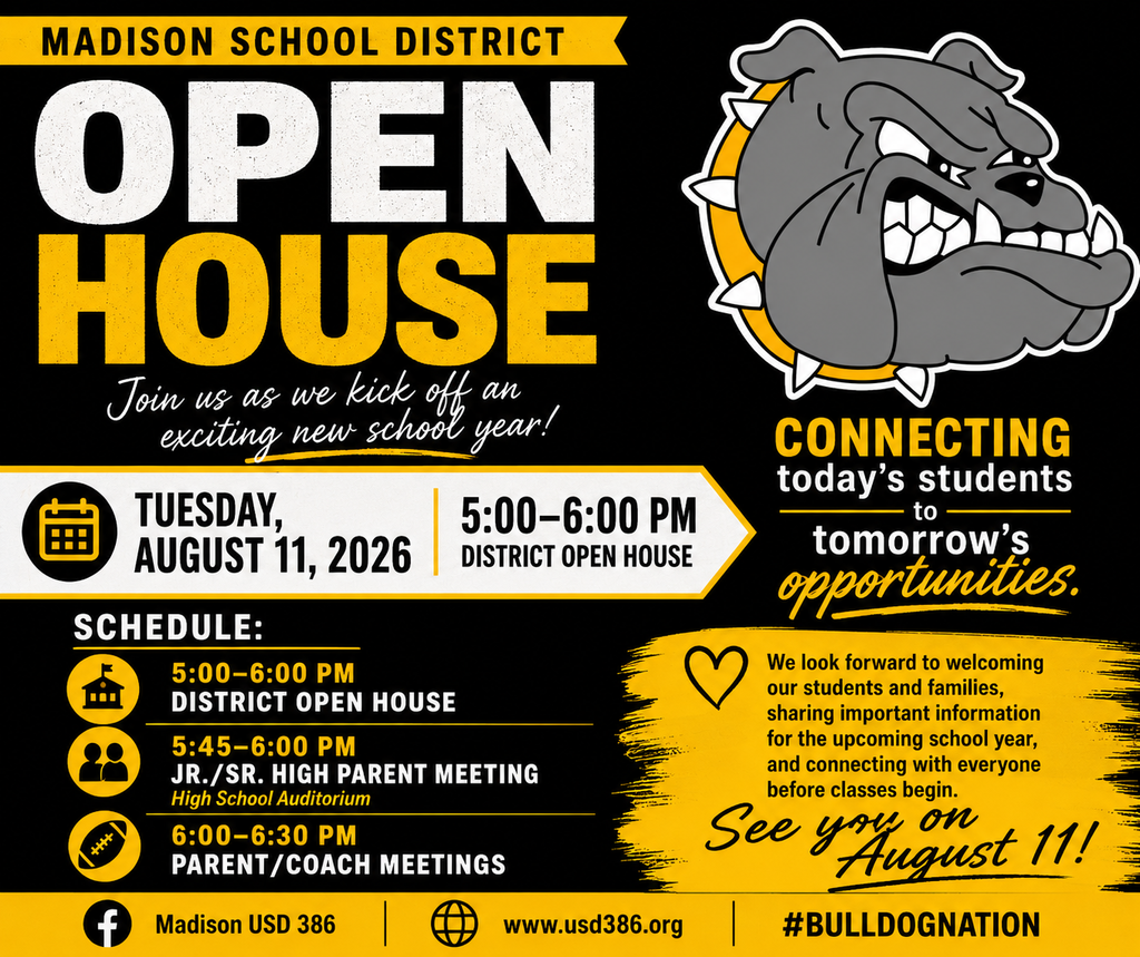 USD 386 Open House: August 11th, 5pm-6pm