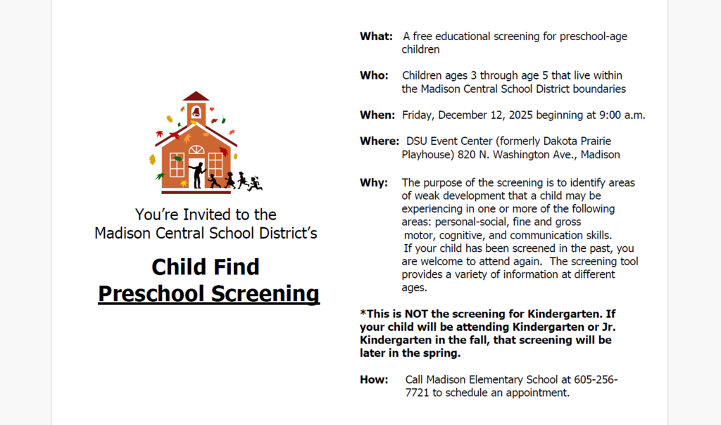 Child Find Preschool Screening
