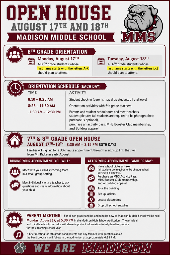 Open House Schedule