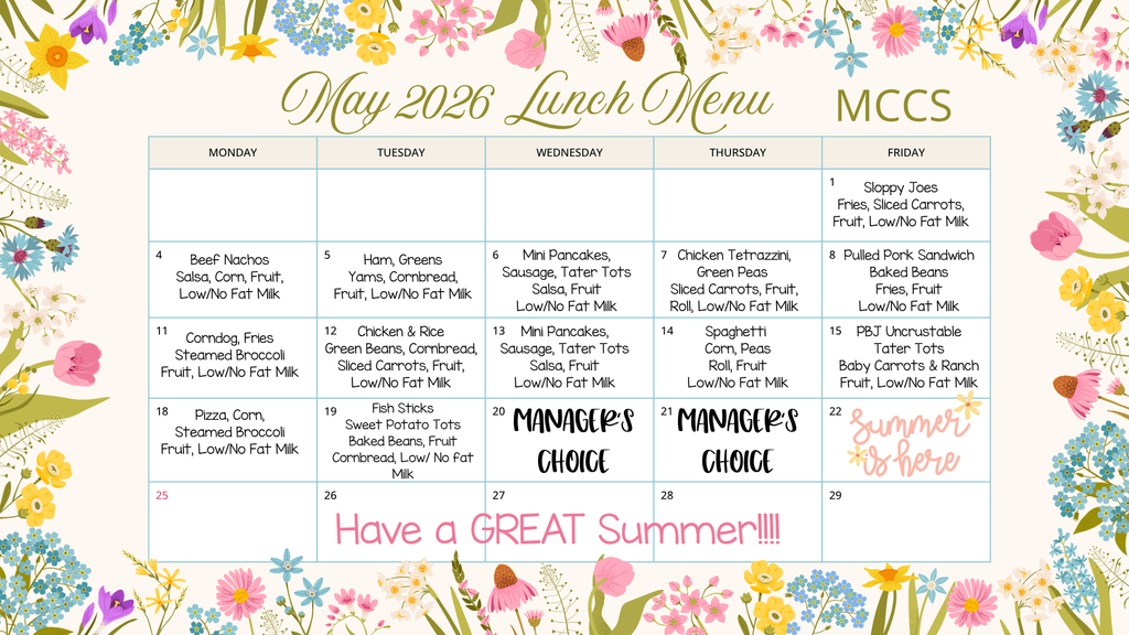 may lunch menu