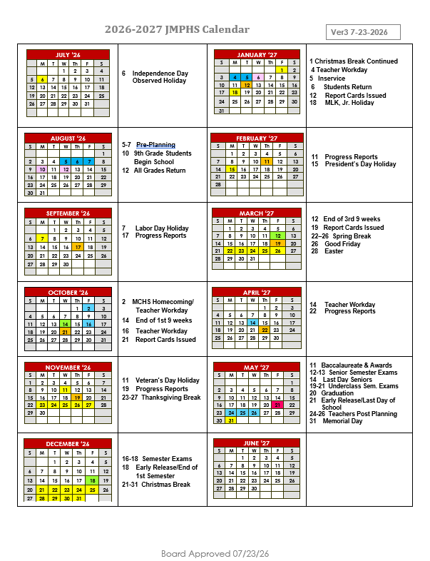 school calendar