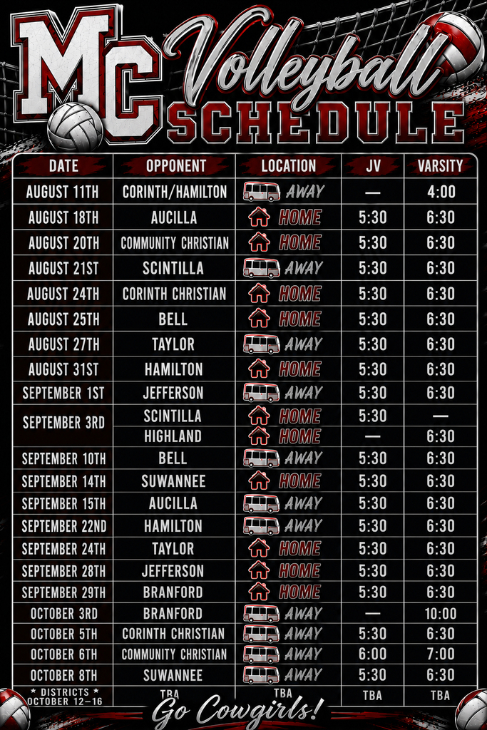 Volleyball Schedule