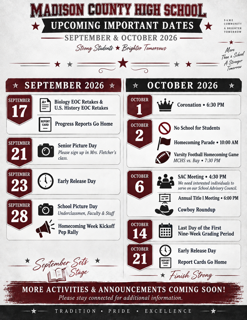 Upcoming Important Dates