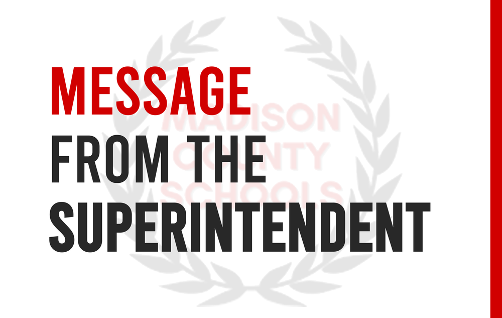 Message from the Superintendent