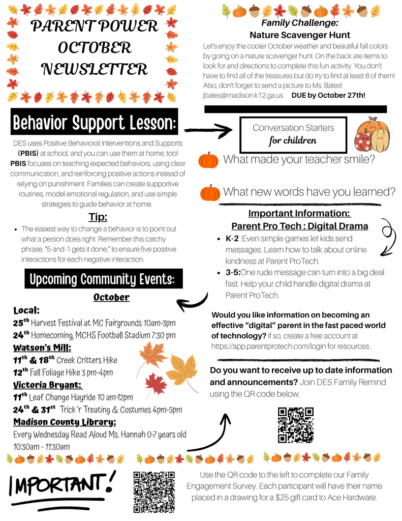 October Parent Power Newsletter