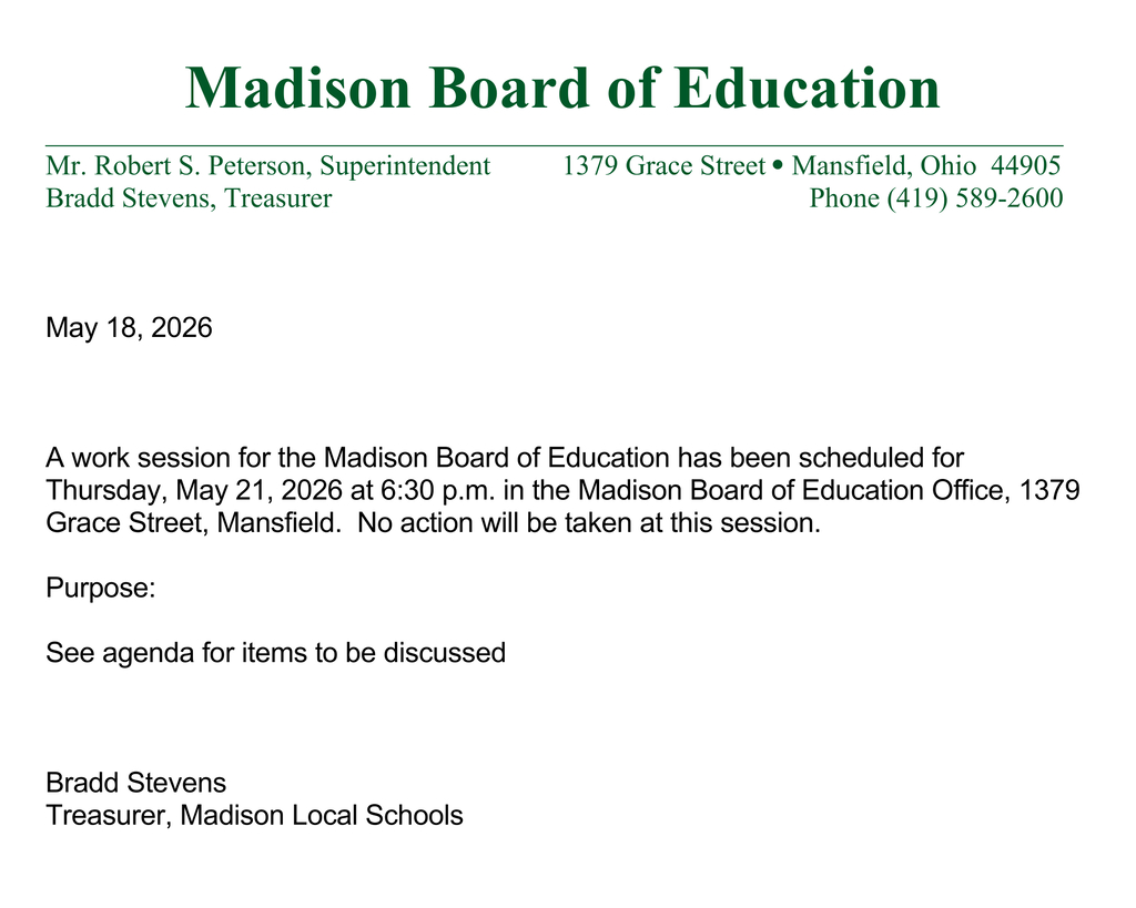 Work Session Notice