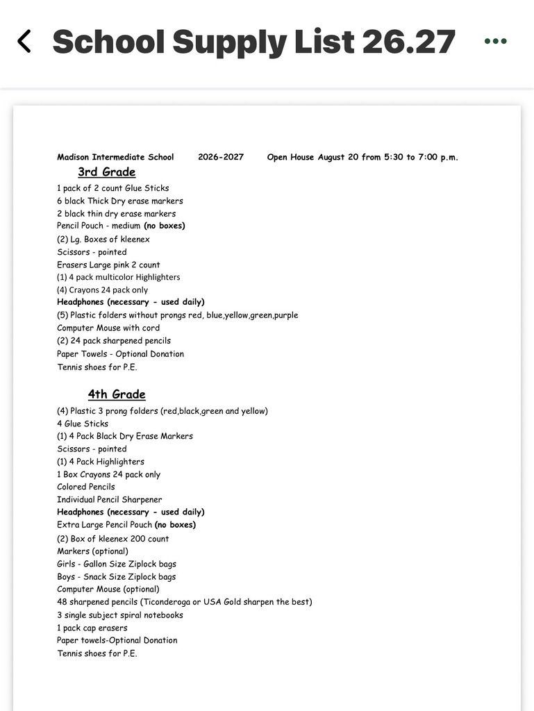 Supply List