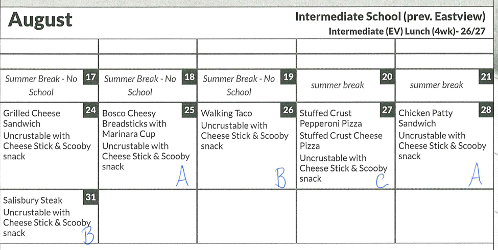 August Menu