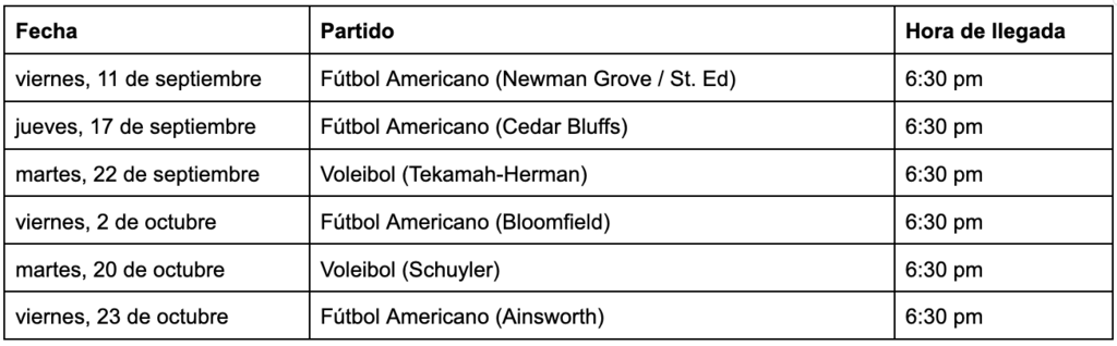 spanish sched