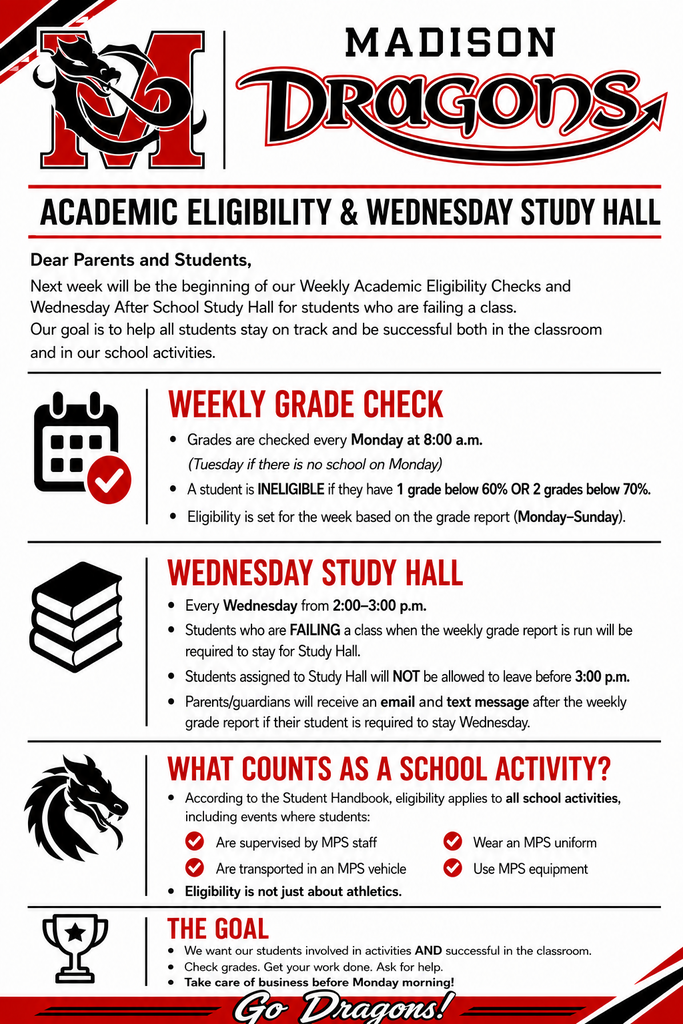 HS Eligibility and Wednesday Study Hall