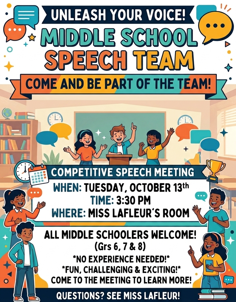Middle School Speech Meeting Flyer