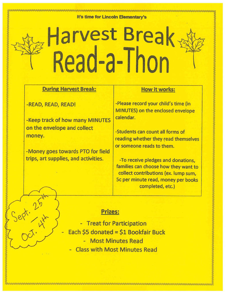 Harvest Break Read-aThon