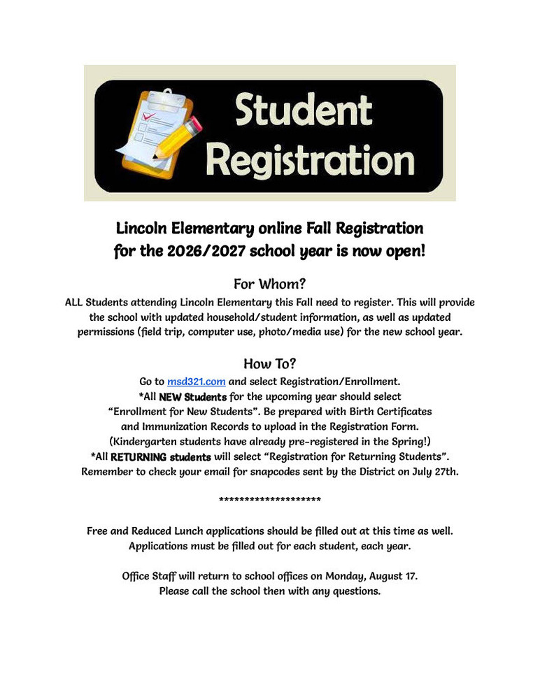 Fall Registration