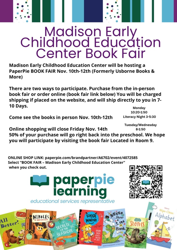 Early Childhood Education Center Book Fair, November 10th - 12th