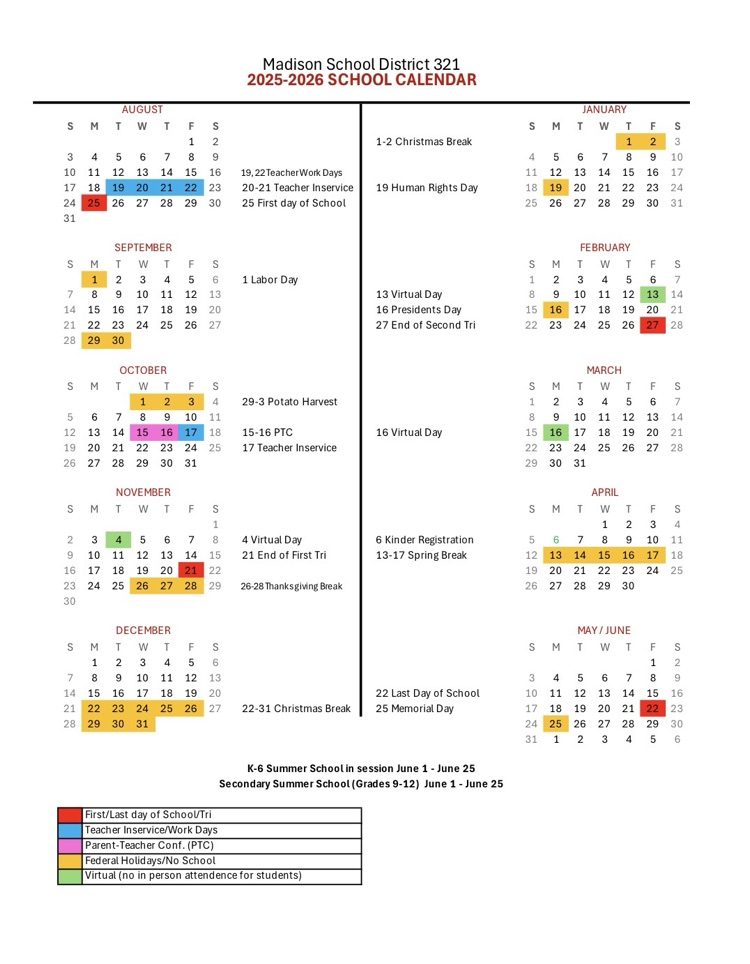 2025-26 Madison Calendar