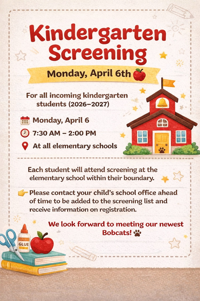 Kindergarten Screening – Monday, April 6