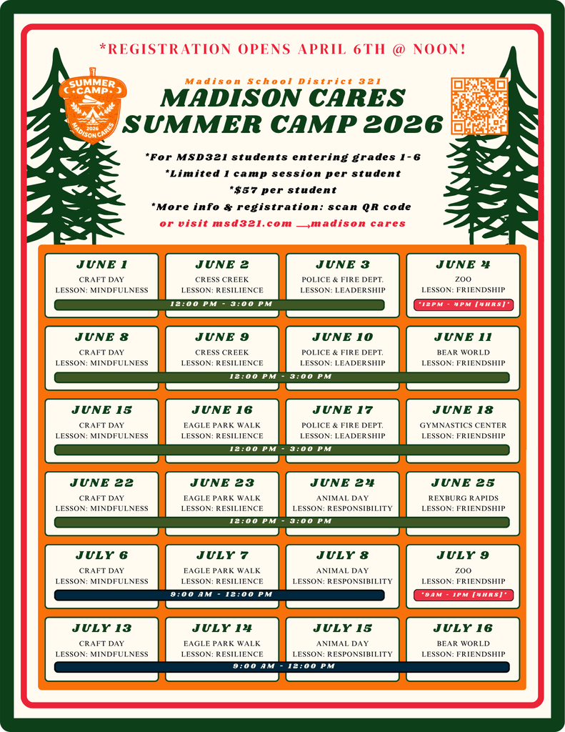 2026 SUMMER CAMP SCHEDULE