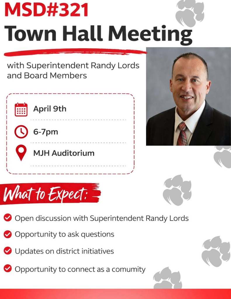 Reminder: You’re invited! Join us this Thursday (April 9th) for our District Town Hall Meeting at the MJH Auditorium from 6–7 PM. We’ll share updates and answer questions—your voice matters. Livestream details will be shared soon for those unable to attend.