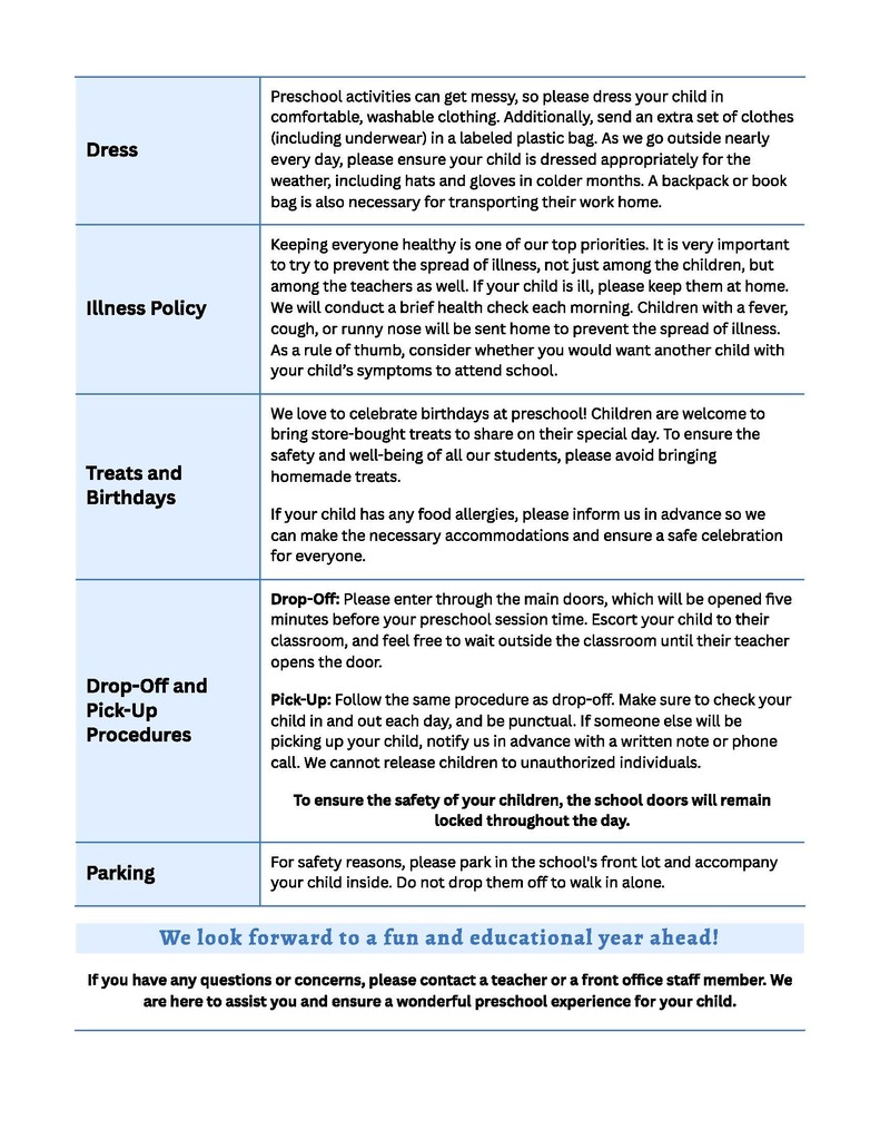 Parent Info Packet - Page 2