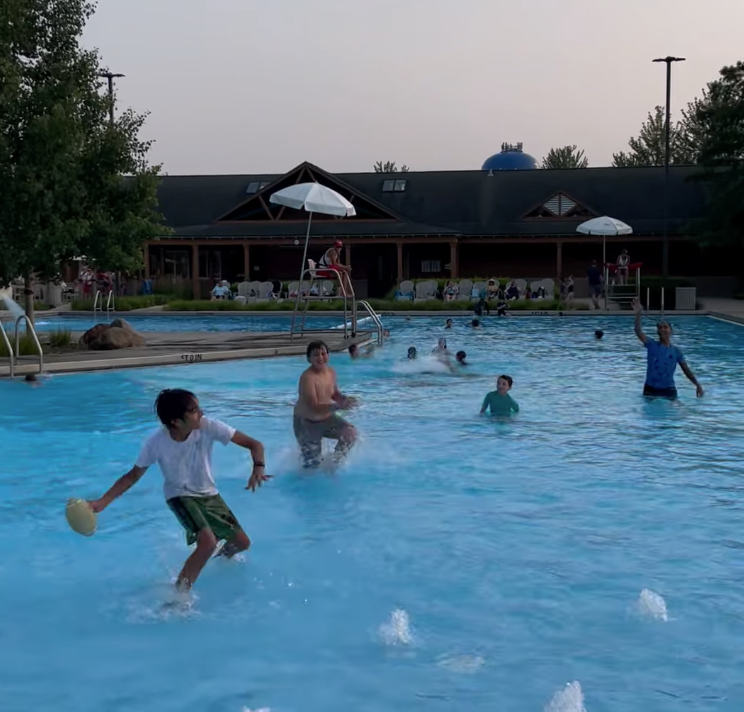 kids playing in a pool