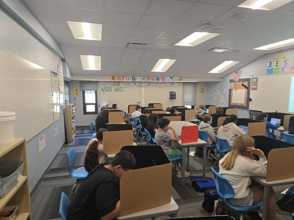 Students taking a test in the classroom