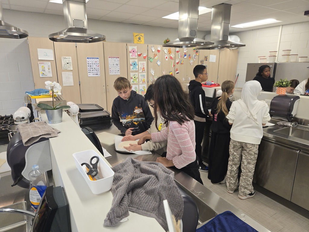 Students work together to make the dough