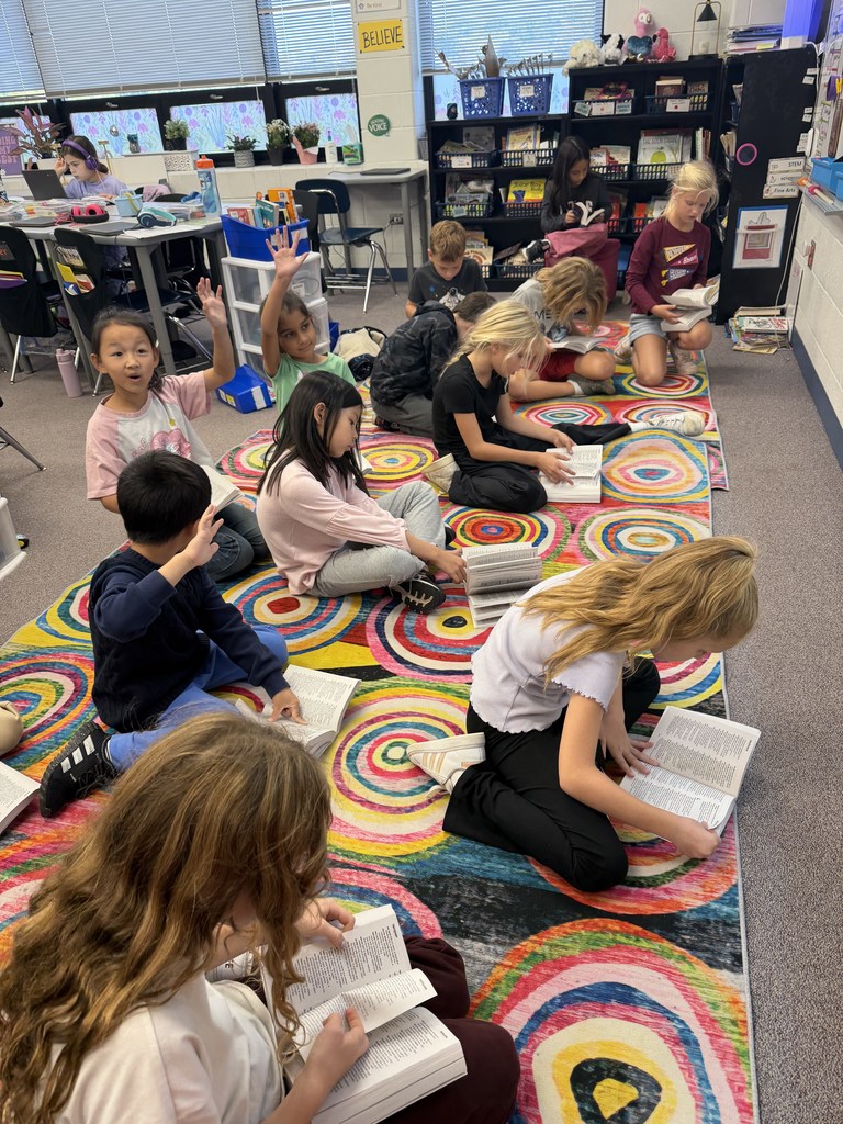 Students focused on their reading in class