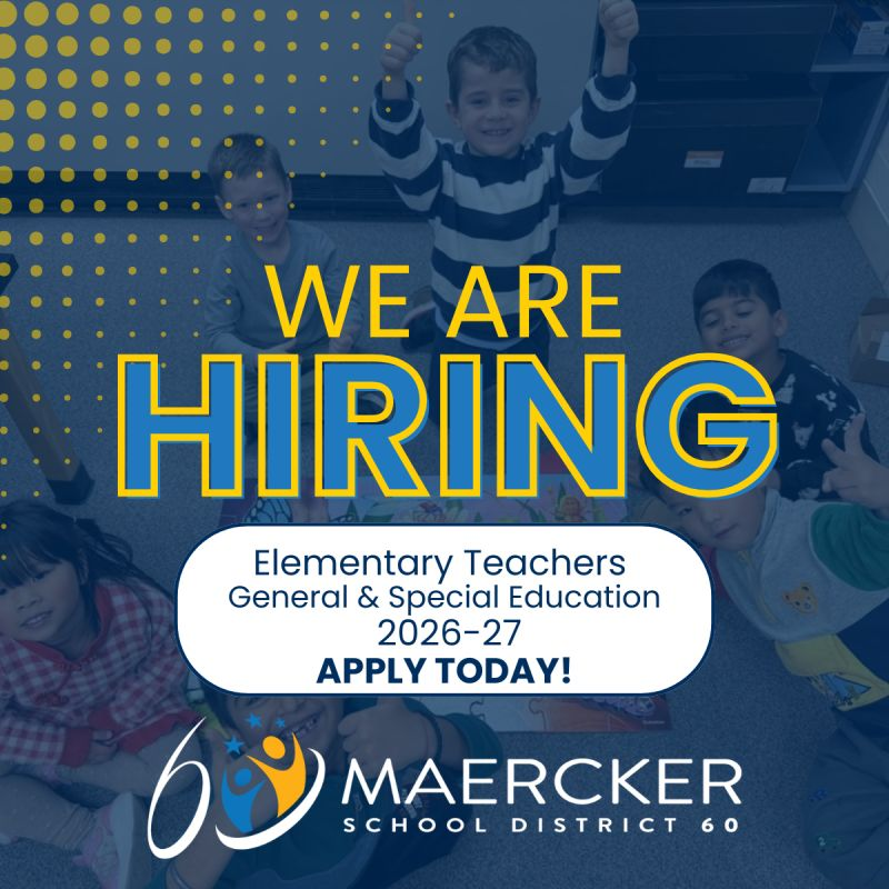 We are hiring elementary teachers, general and special education 2026-27. Apply today!