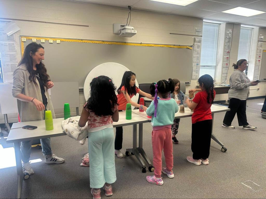 Students gather in a classroom for a fun activity