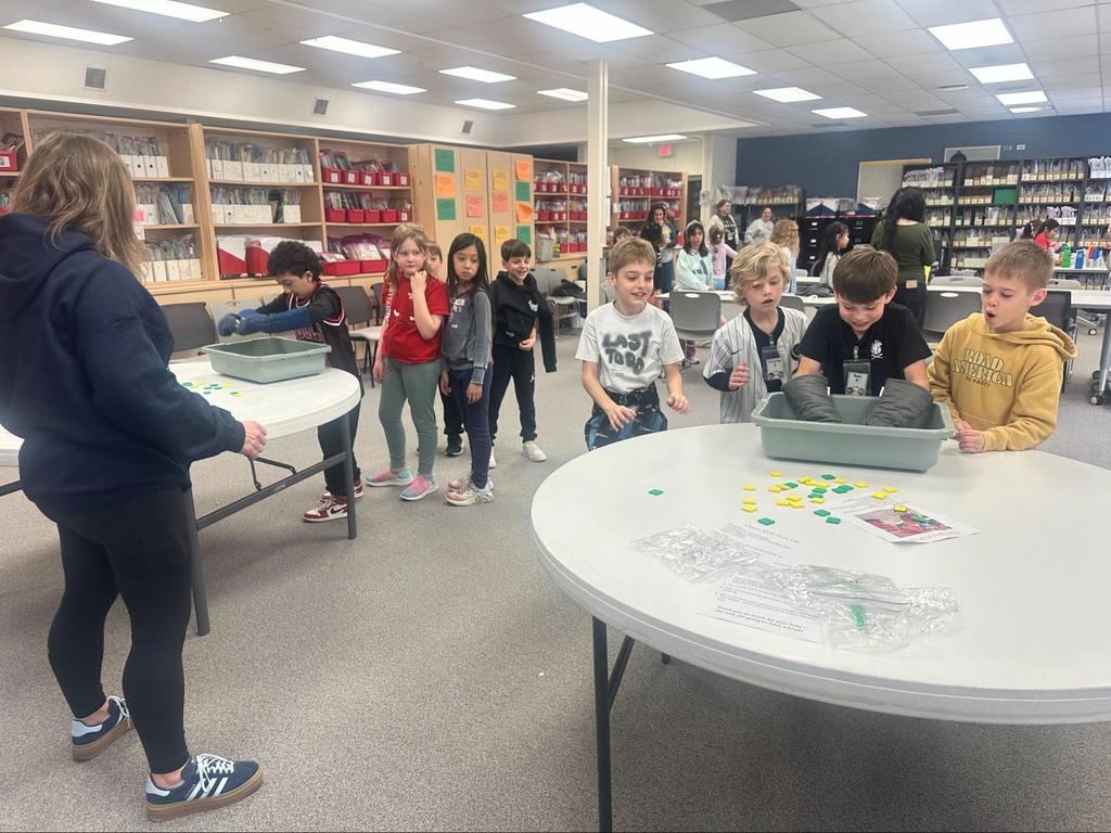 Students gather in a classroom for a fun activity
