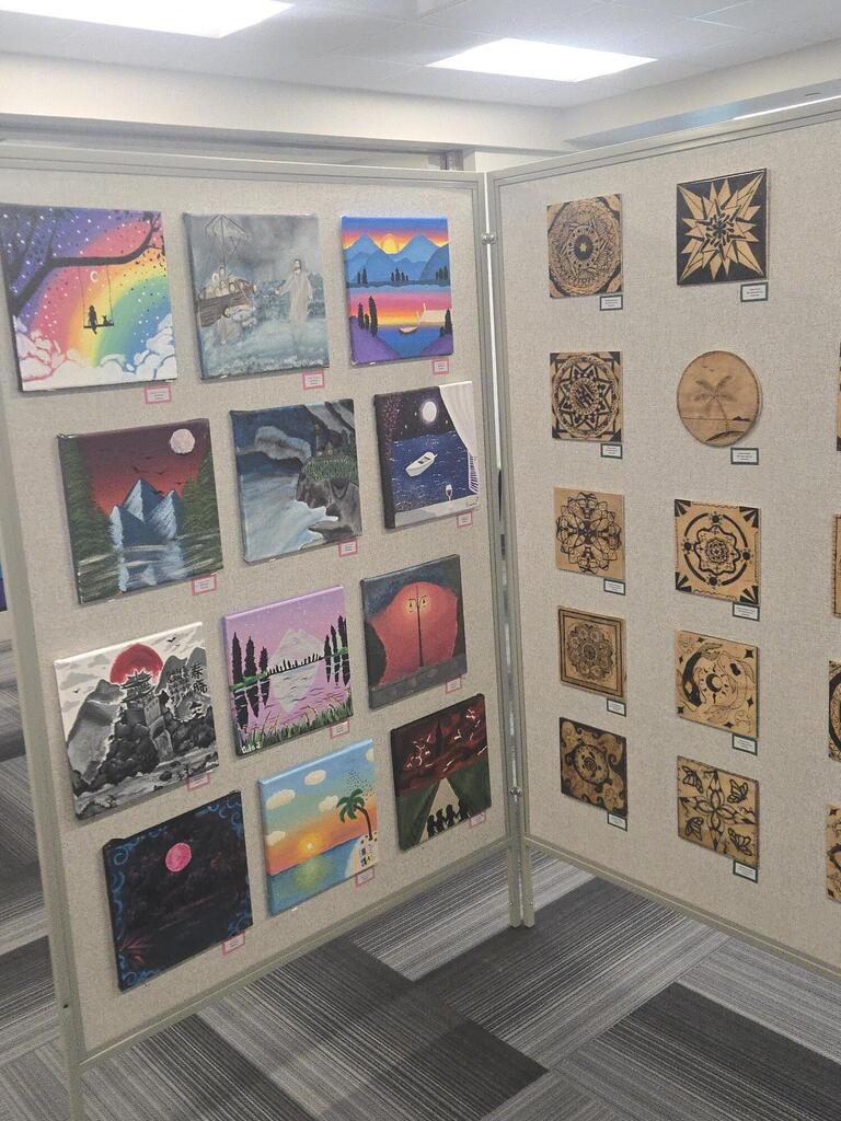 Students art is displayed at the art show