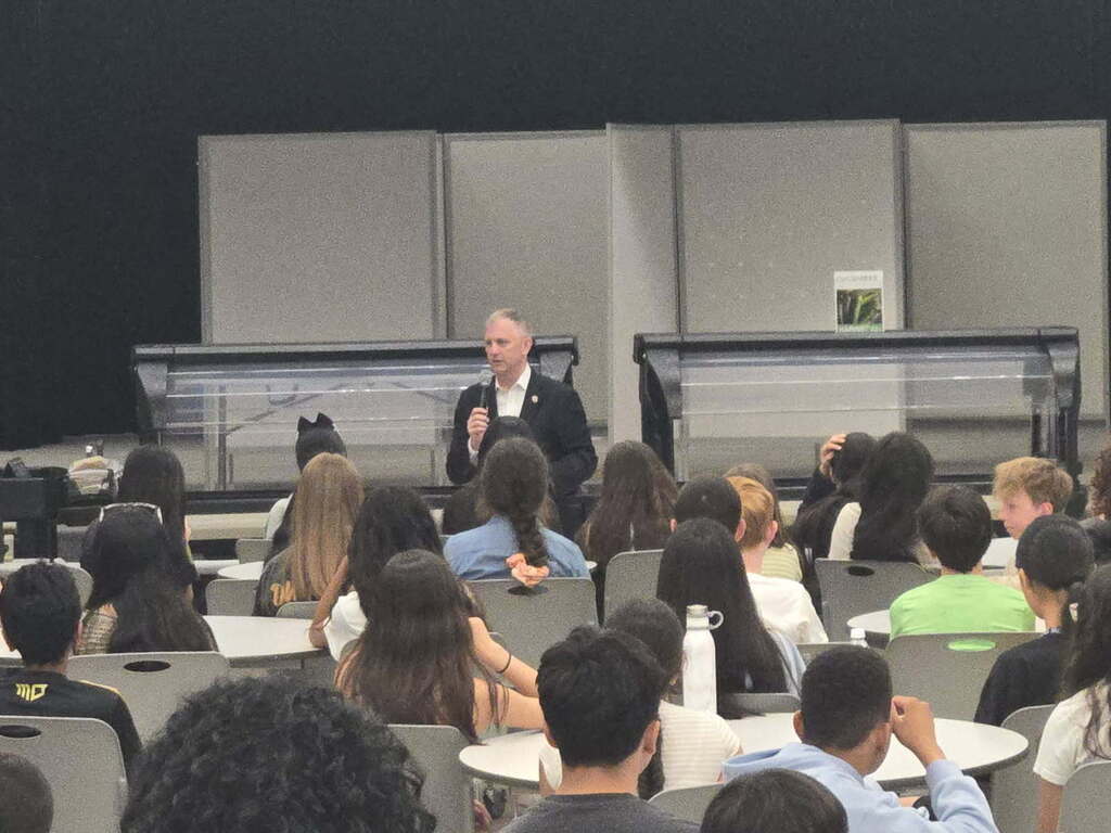 Congressman speaking to students
