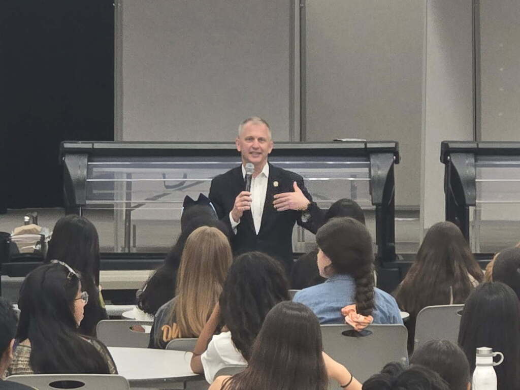 Congressman speaking to students