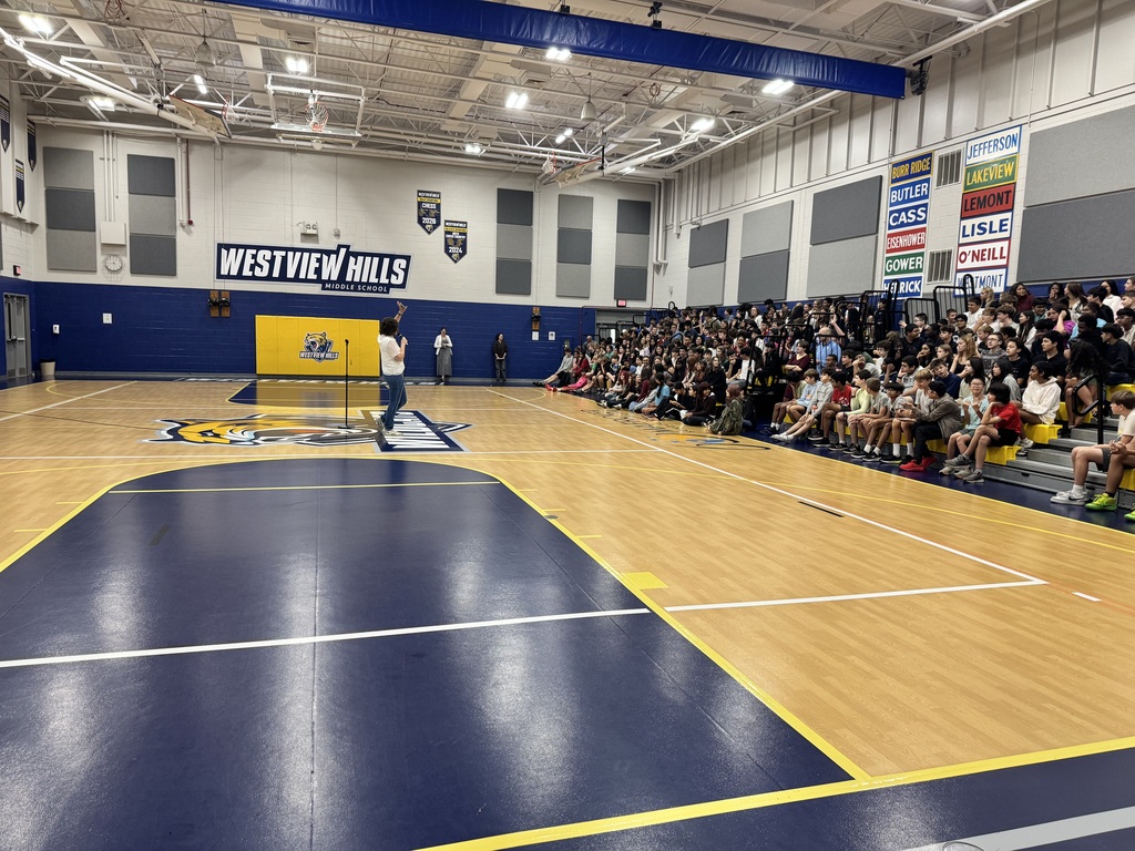 Students hear from teachers in the gym at Westview