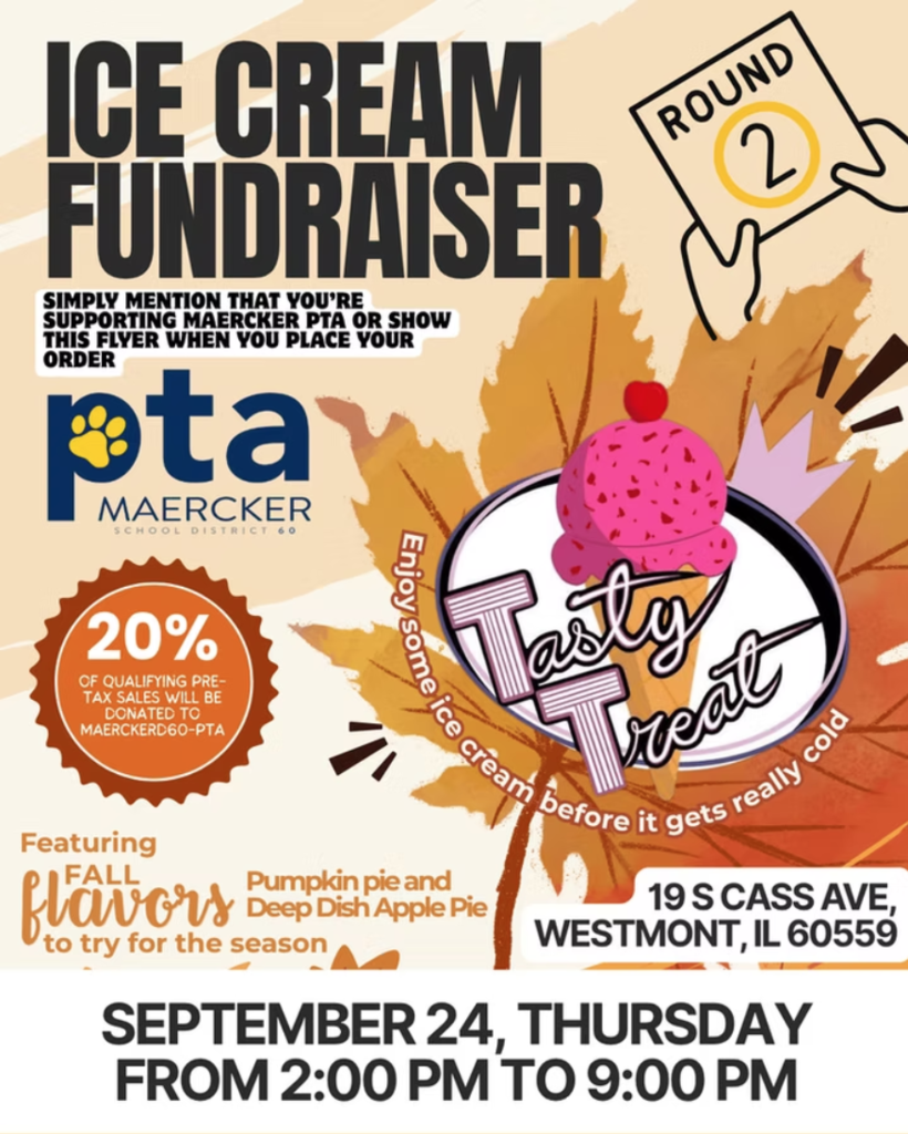 ice cream fundraiser, tasty treat, sept. 24 from 2-9 p.m. in westmont