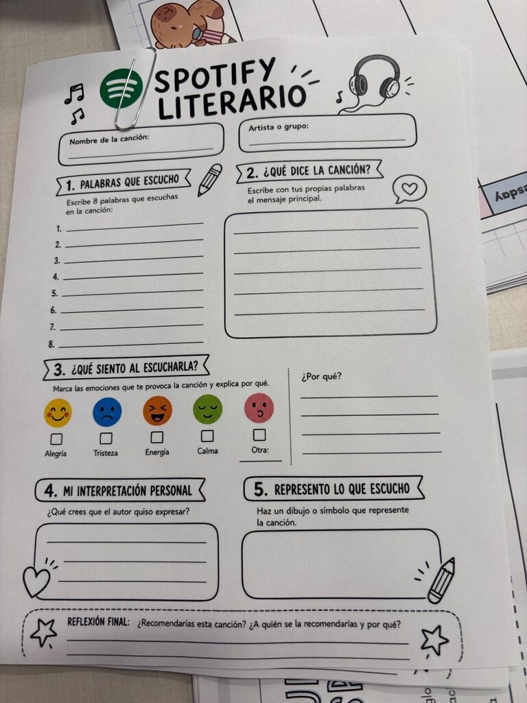 literary spotify activity in dual language class