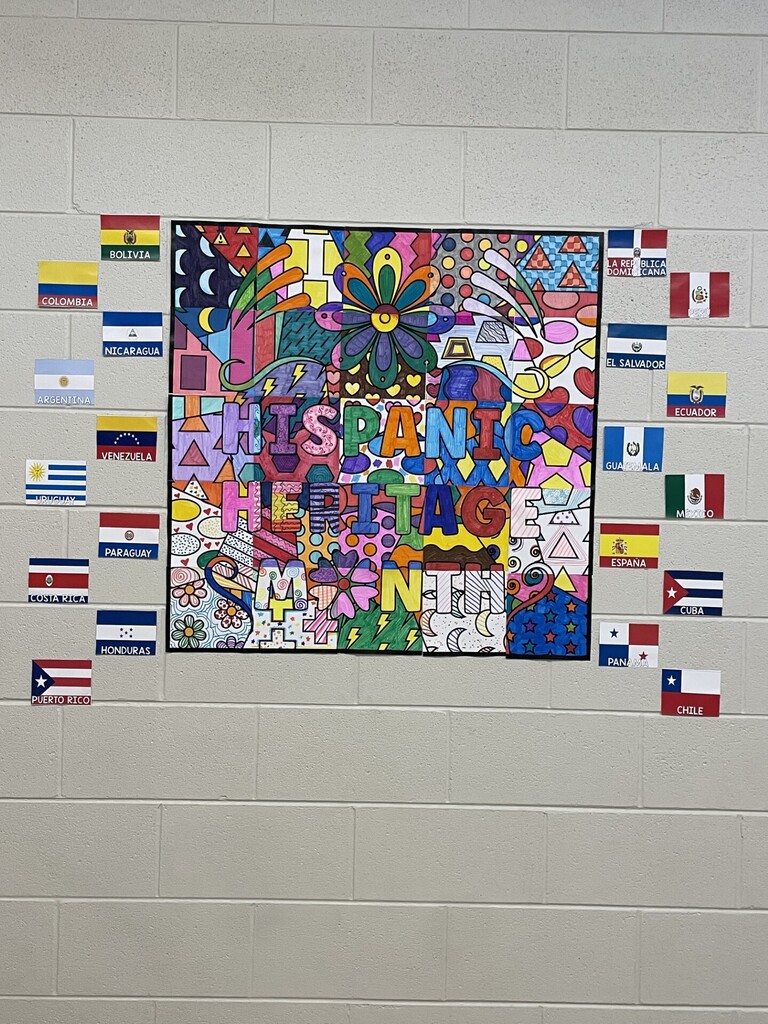 hispanic heritage month mural in hallway